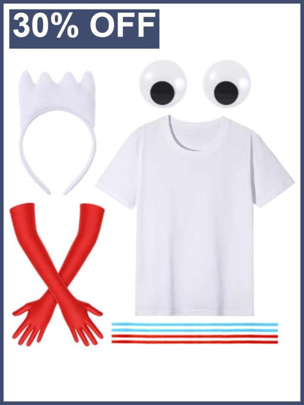 9-Piece Halloween Fork Costume Set with Tee Googly Eyes Gloves